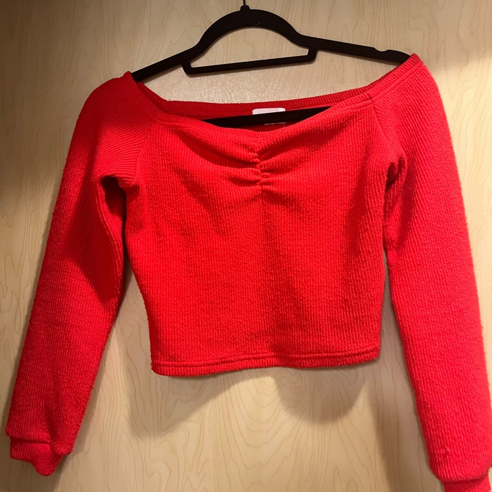 Superdown long sleeve sweater crop top